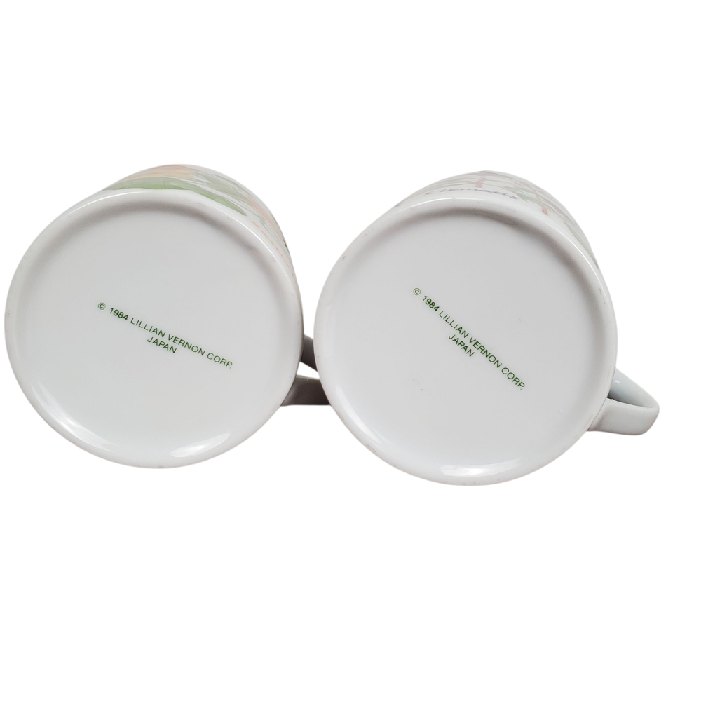 2 Vntg Lillian Vernon Botanical Garden Mugs - Nasturtium & Clematis. Circa 1984 - Picture 4 of 9